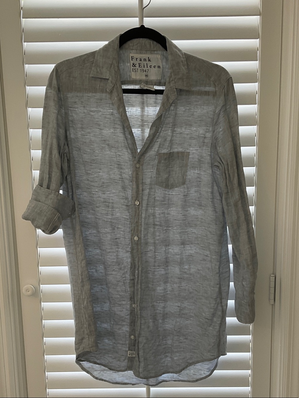 Frank & Eileen Mary 100% Linen Button-down dress Shirt - Light Gray size XS